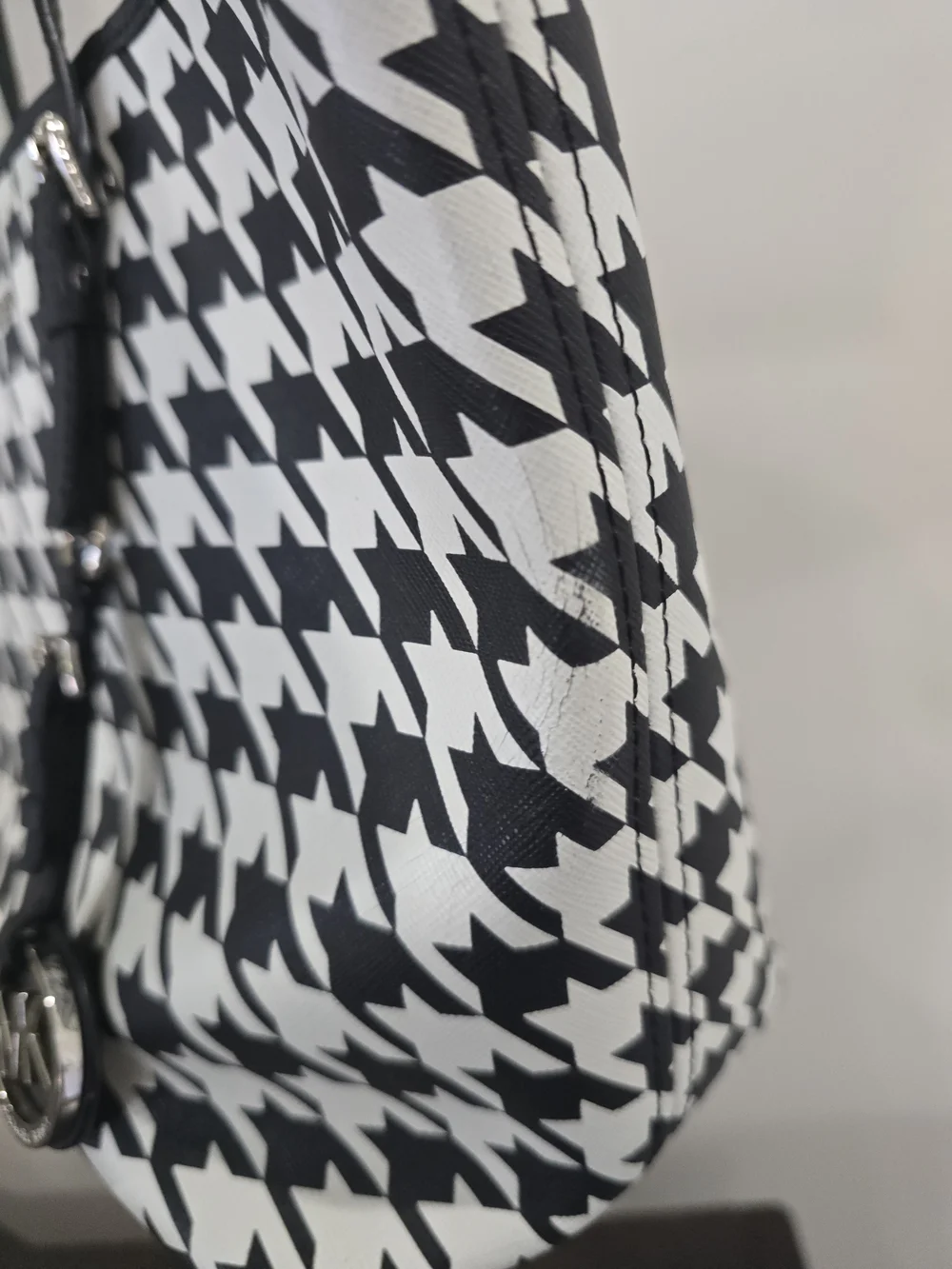 Michael Kors Black & White Houndstooth Tote Bag
